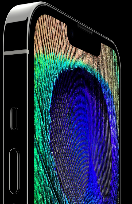 An iPhone 13 Pro is tilted slightly to the left